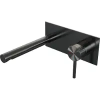 Brauer Stripe inbouw wastafelmengkraan met rechte uitloop en afdekplaat model A1 gunmetal geborsteld PVD