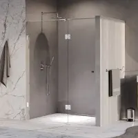 Brauer Void Carving Nis Draaideur 2-delig 150x200cm Knop Zijkant - Chroom - Gehard Glas - Douche, Douchedeuren - 8720724570604