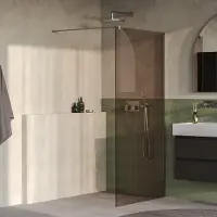 Brauer Oblivion inloopdouche brons glas 100x200 incl. glascoating PVD RVS-kleurig geborsteld