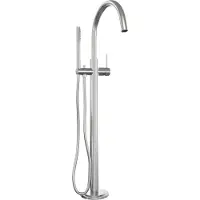Brauer Stripe vrijstaande badmengkraan SET 01 met staaf handdouche en doucheslang RVS-kleurig geborsteld PVD