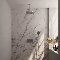 Brauer Stripe Inbouw Regendoucheset Met Drukknoppen - 20cm Plafondbuis - 3-standen Handdouche - Wandhouder - Chroom - Messing - Kranen, Douchekranen, - Kranen, Douchekranen, Douchesets, Inbouw
