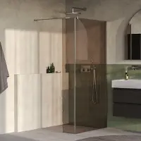 Brauer oblivion inloopdouche brons glas 90x200 met zijwand 30 incl. Glascoating pvd rvs-kleurig geborsteld