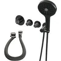 Brauer Stripe Inbouw Badthermostaat Met Badvulcombinatie - 3-standen Handdouche - Geborsteld Gunmetal PVD - Kranen, Badkranen, Inbouw Badkranen