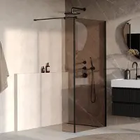 Brauer Oblivion inloopdouche brons glas 100x200 met zijwand 30 incl. glascoating mat zwart