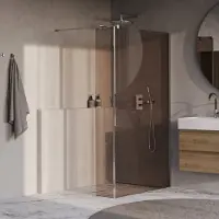 Brauer Oblivion inloopdouche brons glas 120x200 met zijwand 30 incl. glascoating chroom