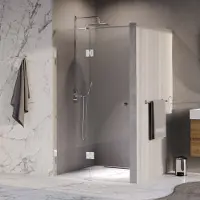 Brauer Void Carving Nis Draaideur 2-delig 110x200cm Knop Zijkant - Chroom - Gehard Glas - Douche, Douchedeuren - 8720724570123