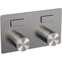 Brauer Stripe 2-weg Inbouwthermostaat Met Drukknoppen - Geborsteld RVS PVD - Kranen, Badkranen, Inbouw Badkranen - 8720724564757