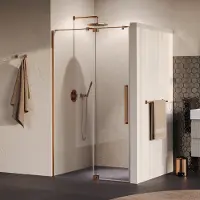 Brauer Stellar nisdeur 2-delig draaiend helder glas 100x200 omkeerbaar incl. glascoating PVD koper geborsteld