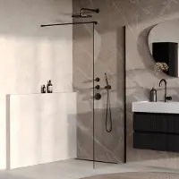 Brauer oblivion inloopdouche helder glas 80x200 incl. Glascoating mat zwart