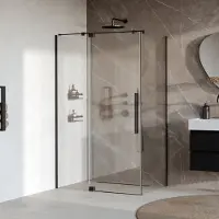 Brauer Stellar douchecabine met draaideur helder glas 120x80x200cm omkeerbaar incl. glascoating mat zwart