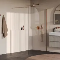 Brauer Oblivion Inloopdouche - 130x200cm - Geborsteld Koper PVD - Gehard Glas - Douche, Douchewanden, Inloopdouche, Vaste Wand - 8720724599285
