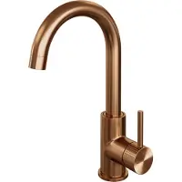 Brauer Stripe hoge opbouw wastafelmengkraan met draaibare ronde uitloop model A koper geborsteld PVD