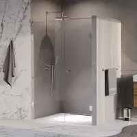 Brauer Void Carving Nis Draaideur 2-delig 140x200cm Knop Midden - Chroom - Gehard Glas - Douche, Douchedeuren - 8720724569288