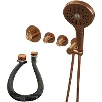 Brauer Stripe Inbouw Badthermostaat Met Badvulcombinatie - 3-standen Handdouche - Geborsteld Koper PVD - Kranen, Badkranen, Inbouw Badkranen