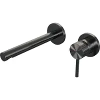 Brauer Stripe inbouw wastafelmengkraan met rechte uitloop en rozetten model A1 gunmetal geborsteld PVD