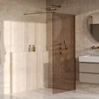 Brauer Oblivion inloopdouche brons glas 100x200 incl. glascoating PVD goud geborsteld