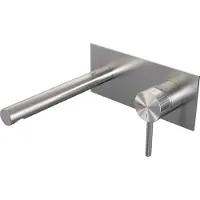 Brauer Stripe inbouw wastafelmengkraan met rechte uitloop en afdekplaat model A1 RVS-kleurig geborsteld PVD
