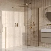 Brauer Oblivion inloopdouche helder glas 100x200 incl. glascoating PVD goud geborsteld