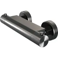 Brauer Stripe Opbouw Douche Thermostaatkraan - Geborsteld Gunmetal PVD - Messing - Kranen, Douchekranen, Douchethermostaten - 8720724564139 - Kranen, Douchekranen, Douchethermostaten