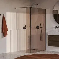 Brauer Oblivion Inloopdouche Brons Glas - 120x200cm Met Zijwand 30cm - Geborsteld Gunmetal PVD - Gehard Glas - Douche, Douchewanden, Inloopdouche, Vaste Wand Met Zijwand - 8720359383112