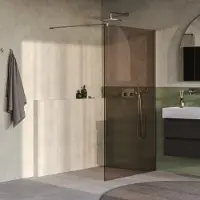 Brauer Oblivion inloopdouche brons glas 120x200 incl. glascoating PVD RVS-kleurig geborsteld