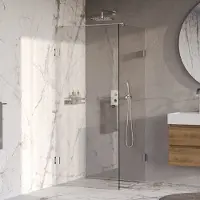 Brauer Void Carving Douchecabine Met Draaideur - 90x90cm - Chroom - Gehard Glas - Douche, Douchecabines - 8720724566744