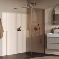 Brauer oblivion inloopdouche brons glas 100x200 met zijwand 30 incl. Glascoating pvd koper geborsteld