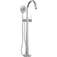 Brauer Stripe Vrijstaande Badmengkraan - 3-standen Handdouche - Geborsteld RVS PVD - Messing - Kranen, Badkranen, Vrijstaande Badkranen