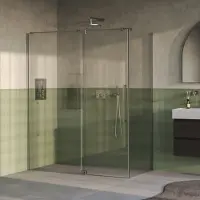 Brauer Stellar douchecabine met draaideur helder glas 160x100x200cm omkeerbaar incl. glascoating PVD RVS-kleurig geborsteld