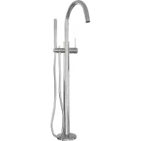 Brauer Stripe vrijstaande badmengkraan SET 01 met staaf handdouche en doucheslang chroom