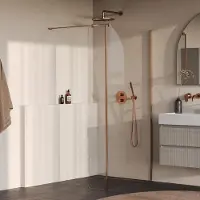 Brauer oblivion inloopdouche helder glas 100x200 met zijwand 40 incl. Glascoating pvd koper geborsteld