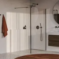 Brauer Oblivion inloopdouche helder glas 110x200 met zijwand 40 incl. glascoating PVD gunmetal geborsteld