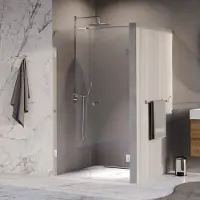 Brauer Void Carving Nis Draaideur 2-delig 110x200cm Knop Midden - Chroom - Gehard Glas - Douche, Douchedeuren - 8720724568922