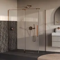 Brauer Stellar douchecabine met draaideur helder glas 160x90x200 omkeerbaar incl. glascoating PVD koper geborsteld