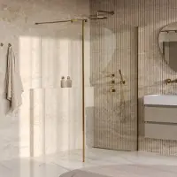 Brauer Oblivion inloopdouche helder glas 140x200 met zijwand 40 incl. glascoating PVD goud geborsteld