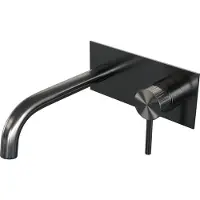 Brauer Stripe inbouw wastafelmengkraan met gebogen uitloop en afdekplaat model A1 gunmetal geborsteld PVD
