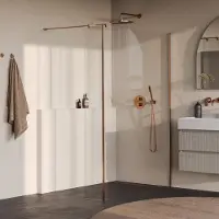 Brauer Oblivion inloopdouche helder glas 140x200 met zijwand 40 incl. glascoating PVD koper geborsteld