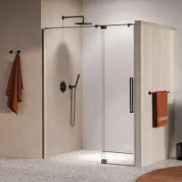 Brauer stellar nisdeur 2-delig draaiend helder glas 160x200 omkeerbaar incl. Glascoating pvd gunmetal geborsteld
