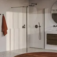 Brauer Oblivion inloopdouche helder glas 130x200 met zijwand 30 incl. glascoating PVD gunmetal geborsteld
