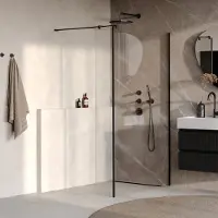 Brauer Oblivion inloopdouche helder glas 110x200 met zijwand 40 incl. glascoating mat zwart