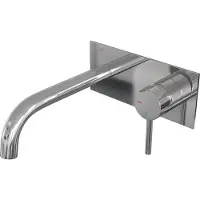 Brauer Stripe inbouw wastafelmengkraan met gebogen uitloop en afdekplaat model A1 chroom