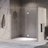 Brauer Void Carving Nis Draaideur 2-delig 200x200cm Knop Zijkant - Chroom - Gehard Glas - Douche, Douchedeuren - 8720724570000