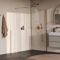 Brauer Oblivion inloopdouche helder glas 110x200 met zijwand 30 incl. glascoating PVD koper geborsteld