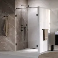 Brauer Void Carving Nis Draaideur 2-delig 110x200cm Knop Midden - Mat Zwart - Gehard Glas - Douche, Douchedeuren - 8720724568908