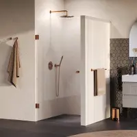 Brauer Void Carving Nis Douchedeur 90x200cm - Geborsteld Koper PVD - Gehard Glas - Douche, Douchedeuren - 8720724568120