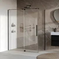 Brauer stellar douchecabine met draaideur helder glas 160x90x200 omkeerbaar incl. Glascoating mat zwart