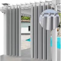 Ferocity - Buitengordijnen - 220 x 155 cm - 2 Panelen - Terras Pergola Balkon Paviljoen Overkapping - Outdoor Gordijnen - Waterdicht - UV-bestendig - Privacy - Polyester - Grijs