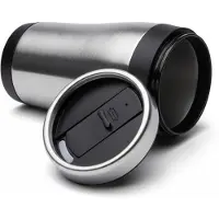 Benson Warmhoudbeker - thermos isoleer koffiebeker - mok - RVS - zilver en zwart - 450 ml - Reisbeker