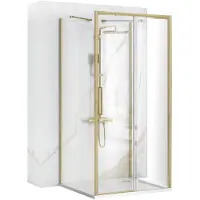 REA Rapid Slide 150X80 - Aan De Muur Gemonteerde Douchecabine - Geborsteld Goud - 150X80X195Cm
