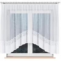 Markizeta Daniela - Jacquard Gordijn - 350x155 cm - Buisvormige Zoom - Witte Kleur